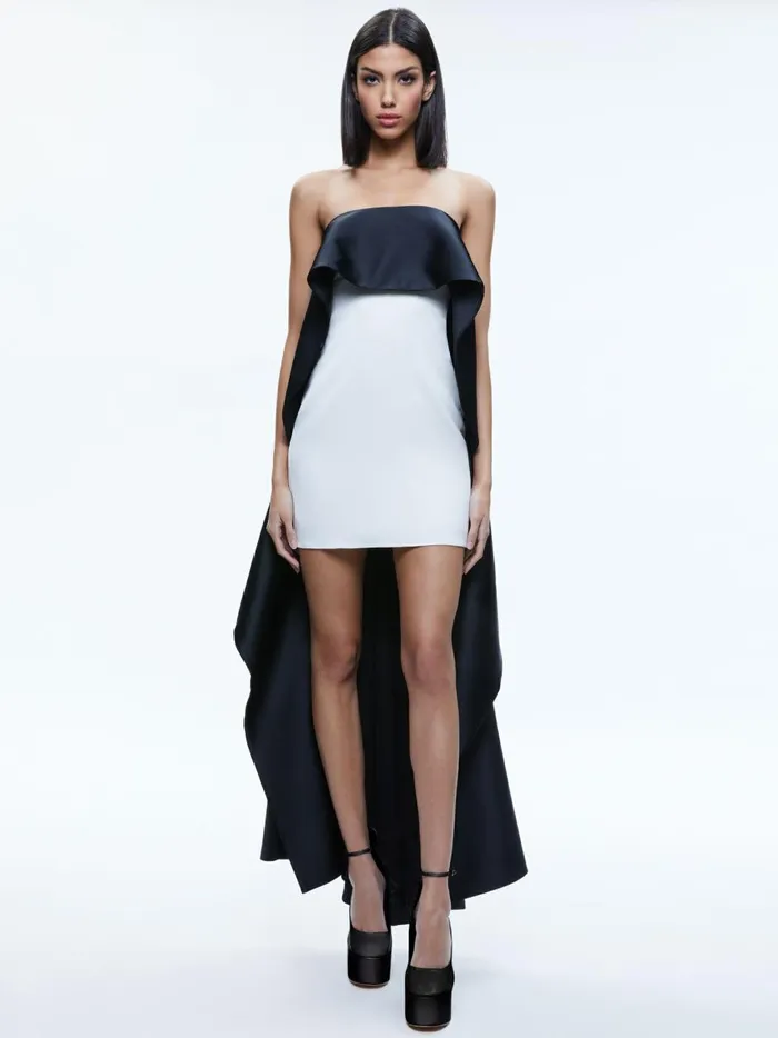 Womens Dresses Alice Olivia Theda Strapless High Low Dress Ecrublack