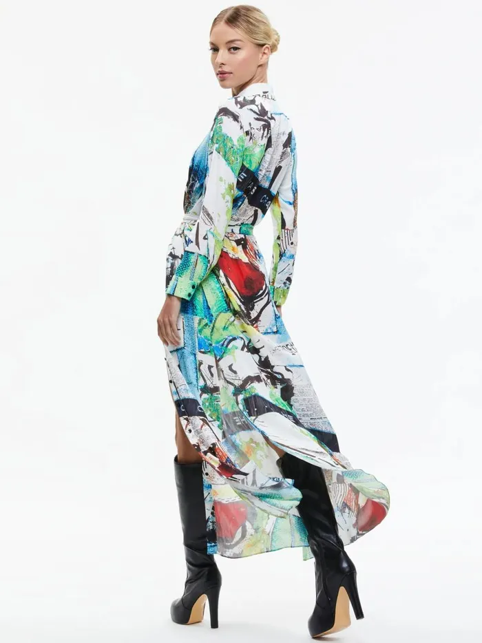Womens Dresses Alice Olivia X Basquiat Chassidy Maxi Shirt Dress Confidential