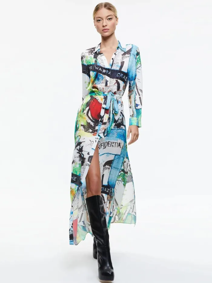 Womens Dresses Alice Olivia X Basquiat Chassidy Maxi Shirt Dress Confidential
