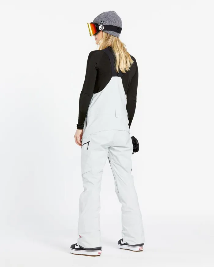 Womens Elm Stretch Gore Bib Overalls 8211 Cloud Grey Womens Volcom Pants