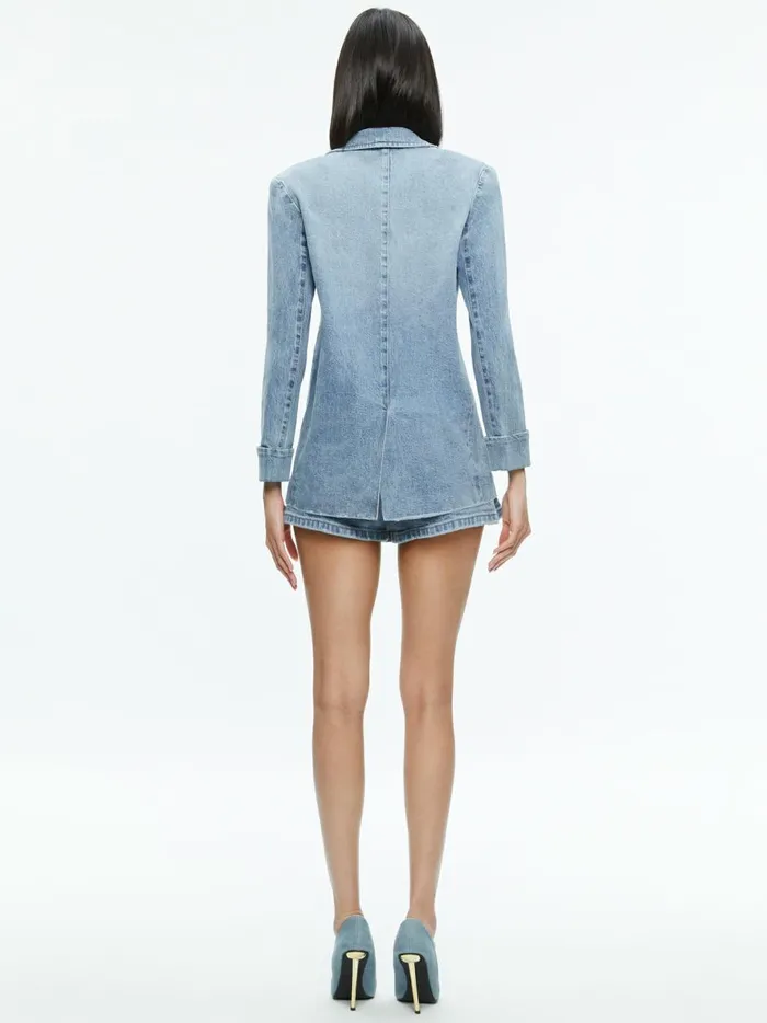 Womens Jackets Coats Alice Olivia Justine Rolled Cuff Blazer Georgia Vintage Blue