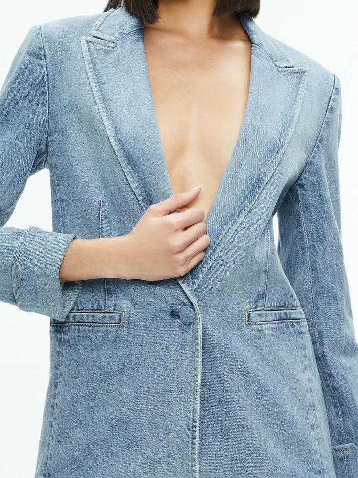 Womens Jackets Coats Alice Olivia Justine Rolled Cuff Blazer Georgia Vintage Blue