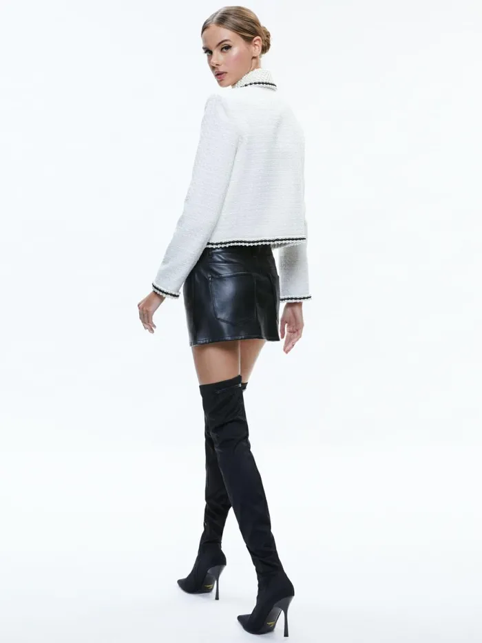 Womens Jackets Coats Alice Olivia Kidman Pearl Collar Boxy Jacket Off White