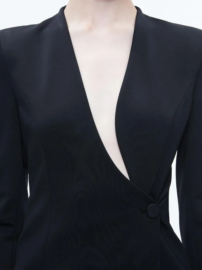 Womens Jackets Coats Alice Olivia Lucien Curved VNeck Fitted Blazer Black