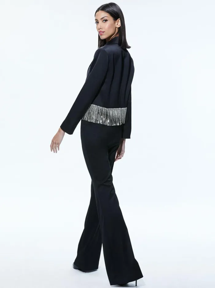 Womens Jackets Coats Alice Olivia Shan Crystal Fringe Blazer Black