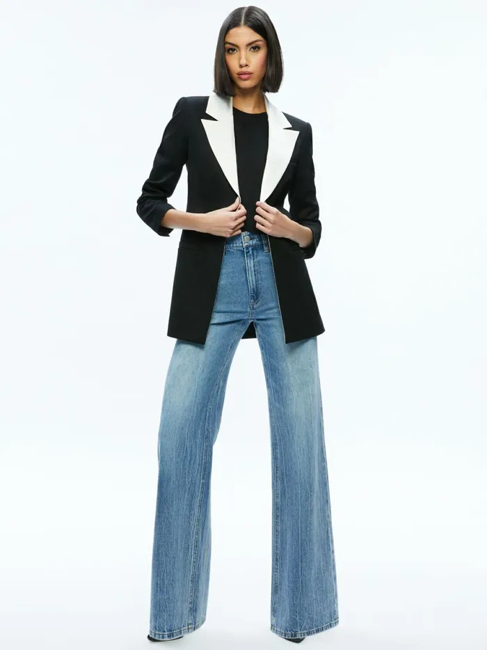 Womens Jackets Coats Alice Olivia Silvie Fitted Blazer Blackecru