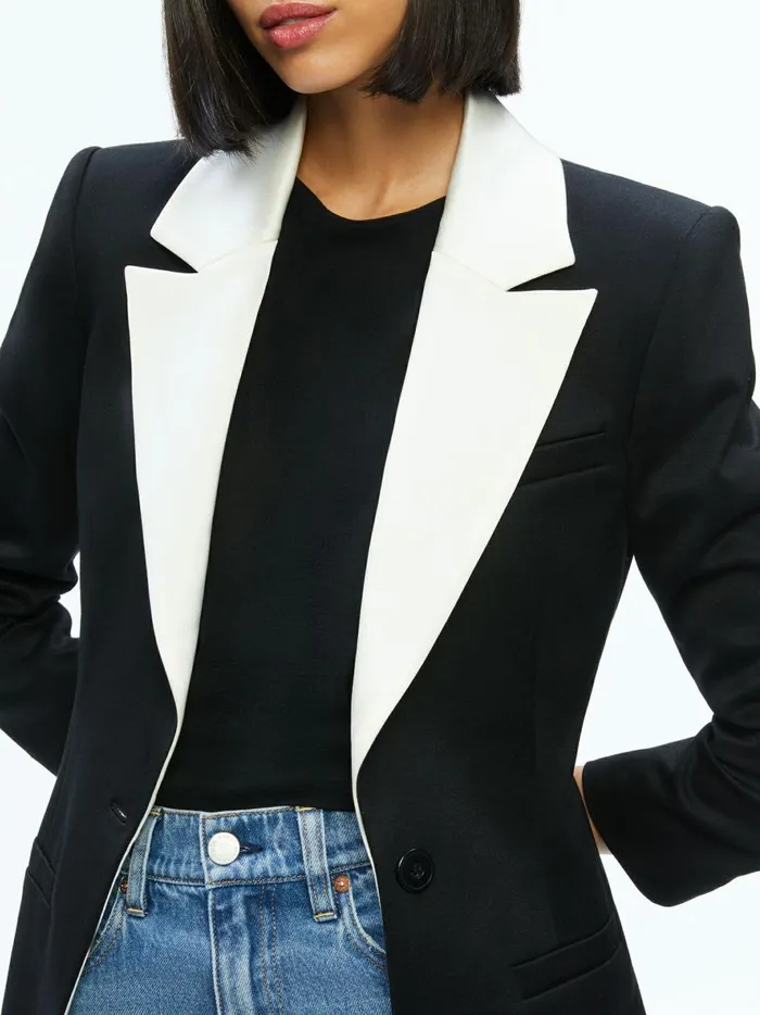 Womens Jackets Coats Alice Olivia Silvie Fitted Blazer Blackecru