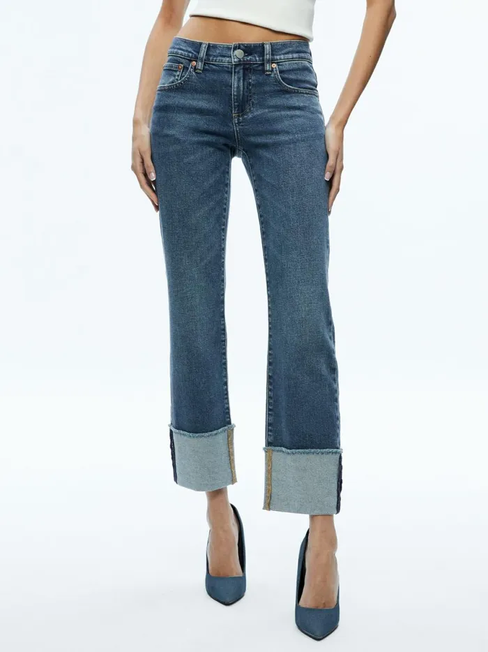 Womens Pants Alice Olivia Abilene Low Rise Cuffed Jean Lola Blue
