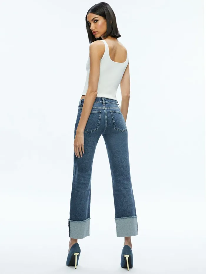 Womens Pants Alice Olivia Abilene Low Rise Cuffed Jean Lola Blue