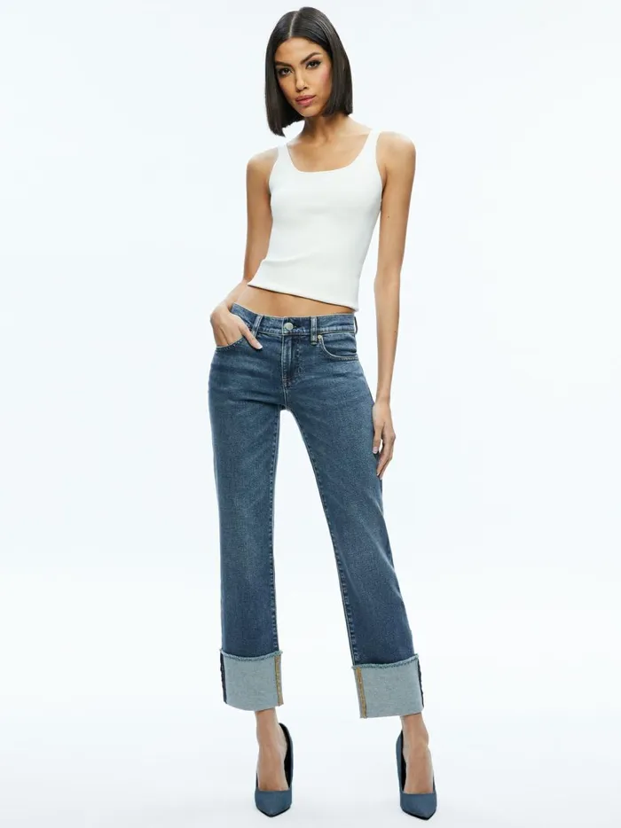 Womens Pants Alice Olivia Abilene Low Rise Cuffed Jean Lola Blue