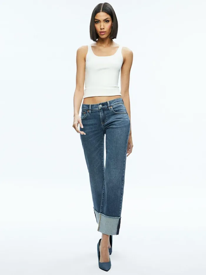 Womens Pants Alice Olivia Abilene Low Rise Cuffed Jean Lola Blue