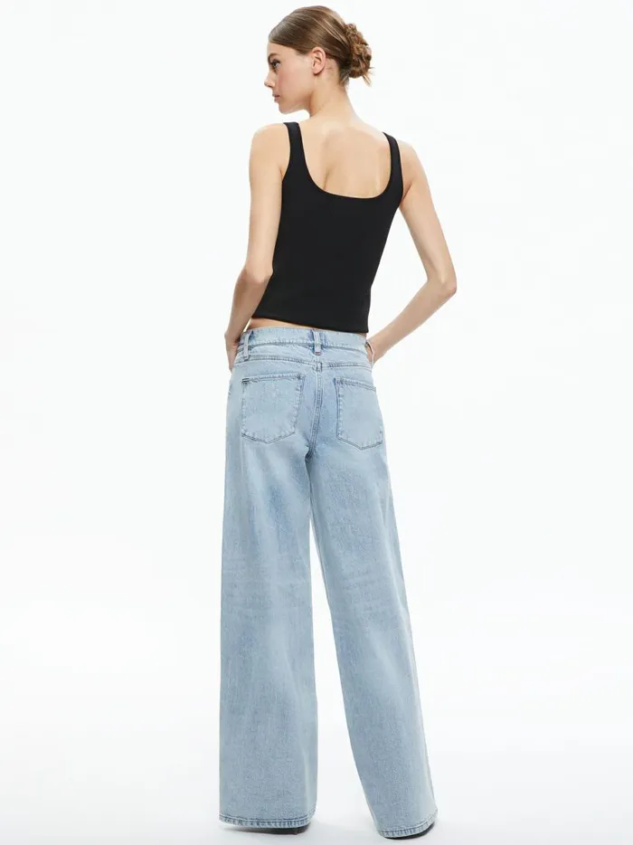 Womens Pants Alice Olivia Trish Mid Rise Baggy Jean Rockstar Blue