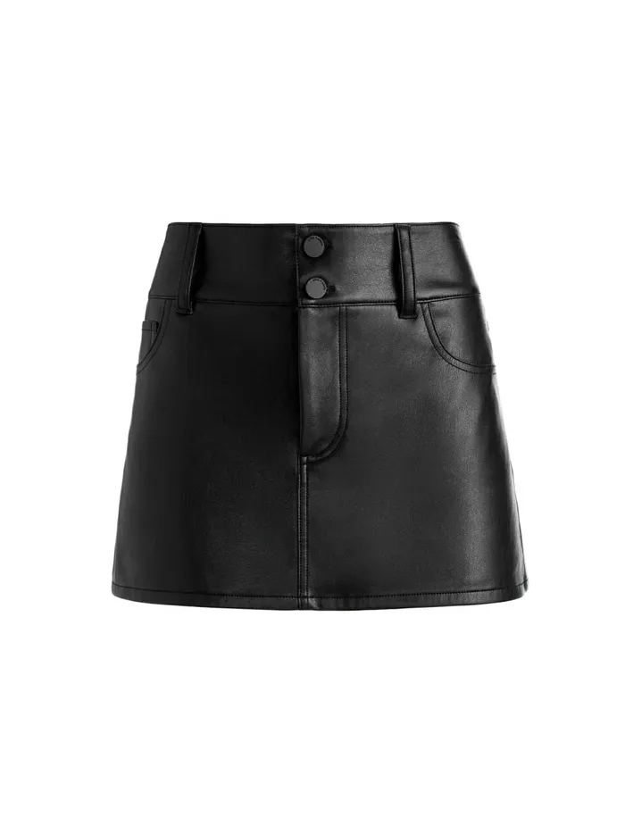 Womens Skirts Alice Olivia Laika Low Rise Vegan Mini Skirt Black