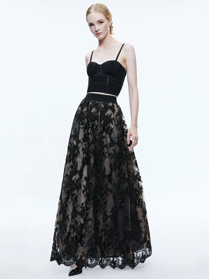 Womens Skirts Alice Olivia Tina Embellished Gown Skirt Black