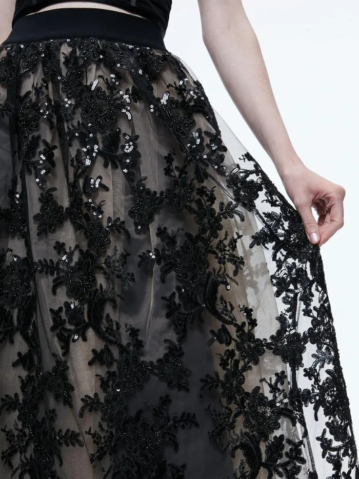 Womens Skirts Alice Olivia Tina Embellished Gown Skirt Black