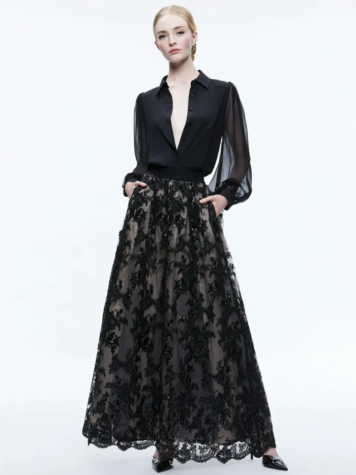 Womens Skirts Alice Olivia Tina Embellished Gown Skirt Black