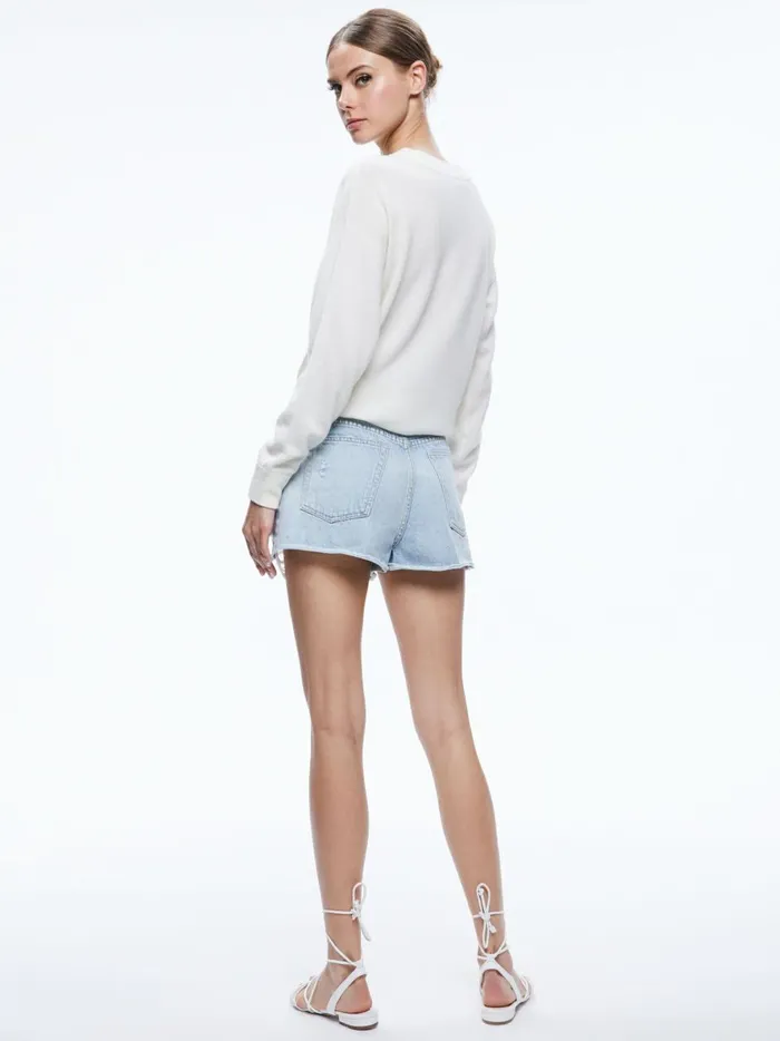 Womens Sweaters Alice Olivia Fila Crewneck Pullover Soft White