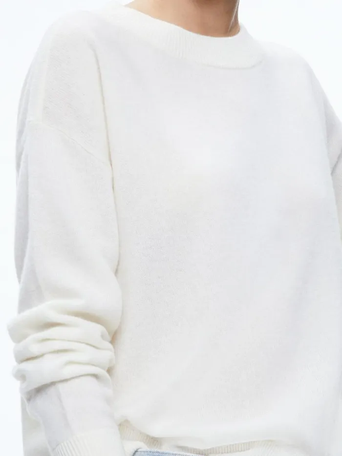 Womens Sweaters Alice Olivia Fila Crewneck Pullover Soft White