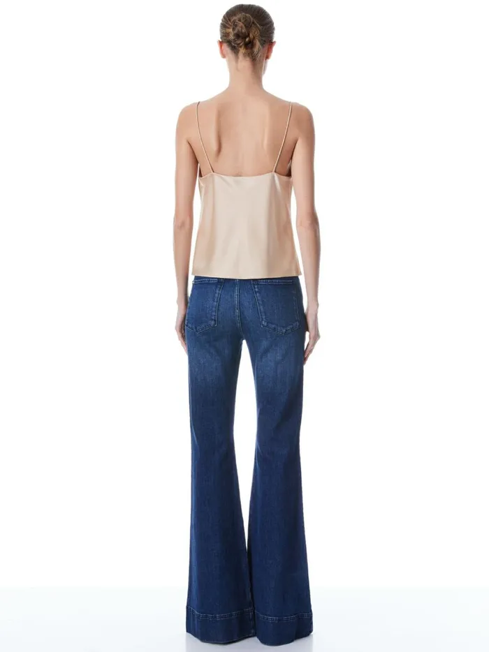 Womens Tops Alice Olivia Harmon Drapey Slip Tank Almond