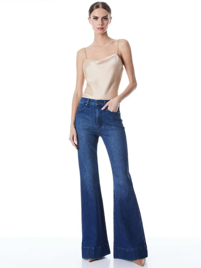 Womens Tops Alice Olivia Harmon Drapey Slip Tank Almond