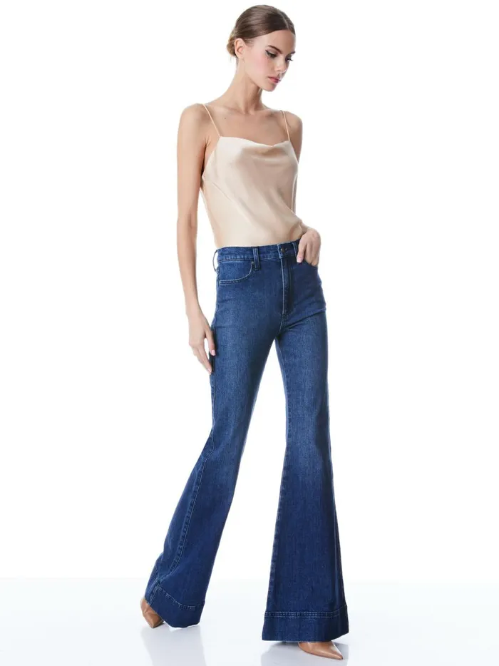 Womens Tops Alice Olivia Harmon Drapey Slip Tank Almond