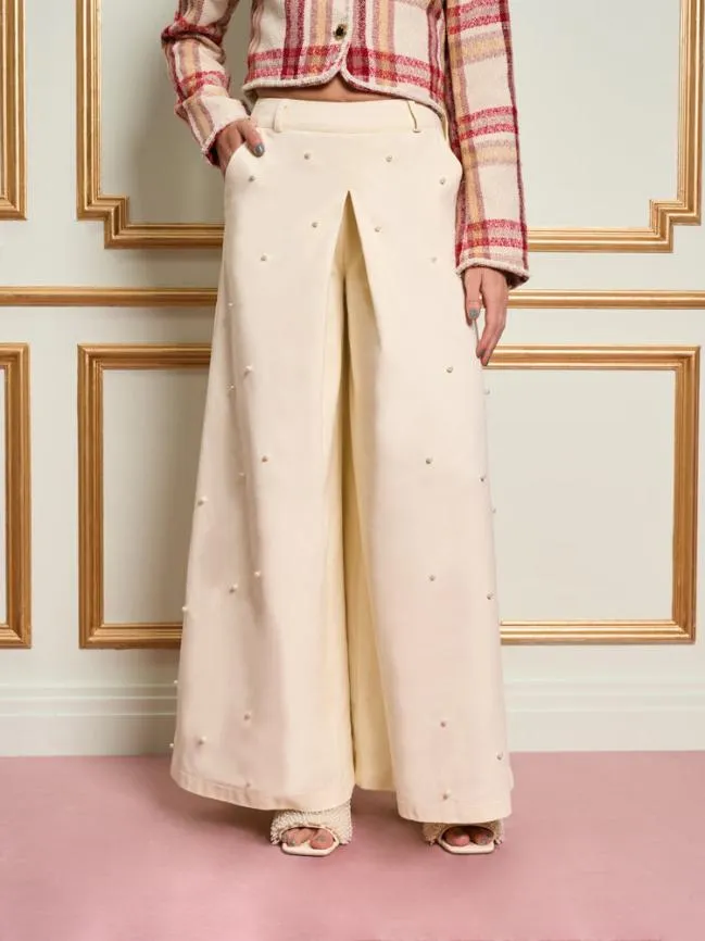 Womenswear DREAM Creme Pearl Maxi Trousers Ivory Cream Sister Jane