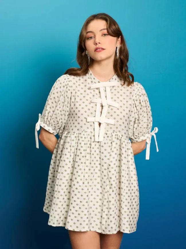 Womenswear Ezra Polka Bow Dress Ivory Pearl Sister Jane