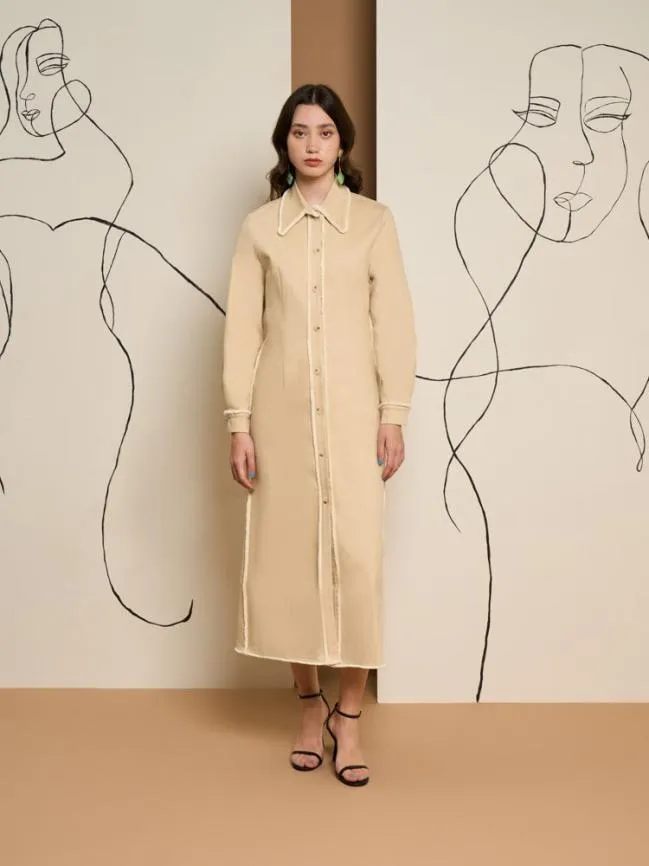 Womenswear Ghospell Harper Frayed Shirt Dress Pearled Cream Sister Jane Womenswear Ghospell Harper Frayed Shirt Dress Pearled Cream Sister Jane