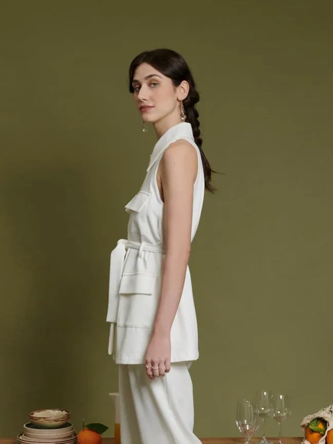 Womenswear Ghospell Simone Sleeveless Cargo Jacket Pearled White Sister Jane Womenswear Ghospell Simone Sleeveless Cargo Jacket Pearled White Sister Jane