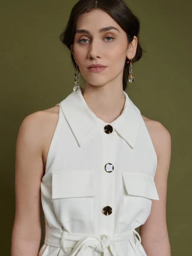 Womenswear Ghospell Simone Sleeveless Cargo Jacket Pearled White Sister Jane Womenswear Ghospell Simone Sleeveless Cargo Jacket Pearled White Sister Jane