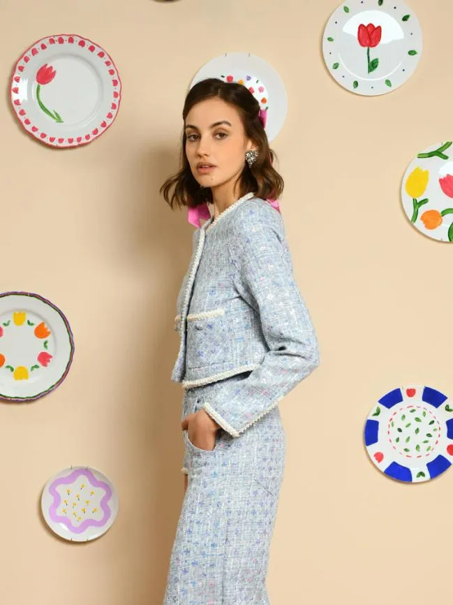 Womenswear Windmill Tweed Jacket Blue Shadow Sister Jane Womenswear Windmill Tweed Jacket Blue Shadow Sister Jane