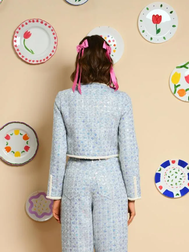 Womenswear Windmill Tweed Jacket Blue Shadow Sister Jane Womenswear Windmill Tweed Jacket Blue Shadow Sister Jane