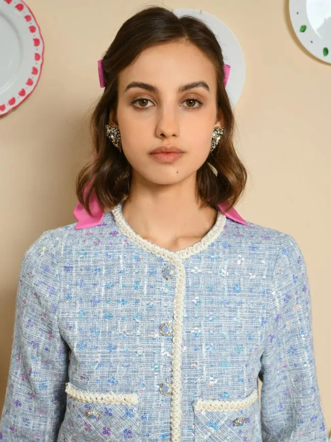 Womenswear Windmill Tweed Jacket Blue Shadow Sister Jane Womenswear Windmill Tweed Jacket Blue Shadow Sister Jane