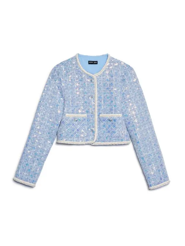 Womenswear Windmill Tweed Jacket Blue Shadow Sister Jane Womenswear Windmill Tweed Jacket Blue Shadow Sister Jane