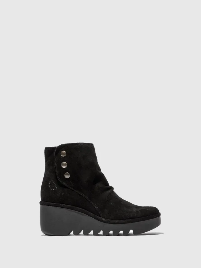 Zip Up Ankle Boots BROM344FLY OILSUEDE BLACK Women Fly London Ankle Boots