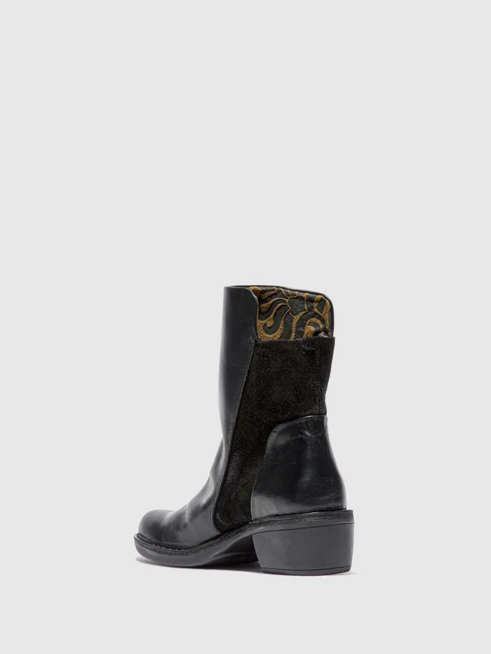 Zip Up Ankle Boots MELY074FLY RUGOILSUEDE BLACK Women Fly London Ankle Boots