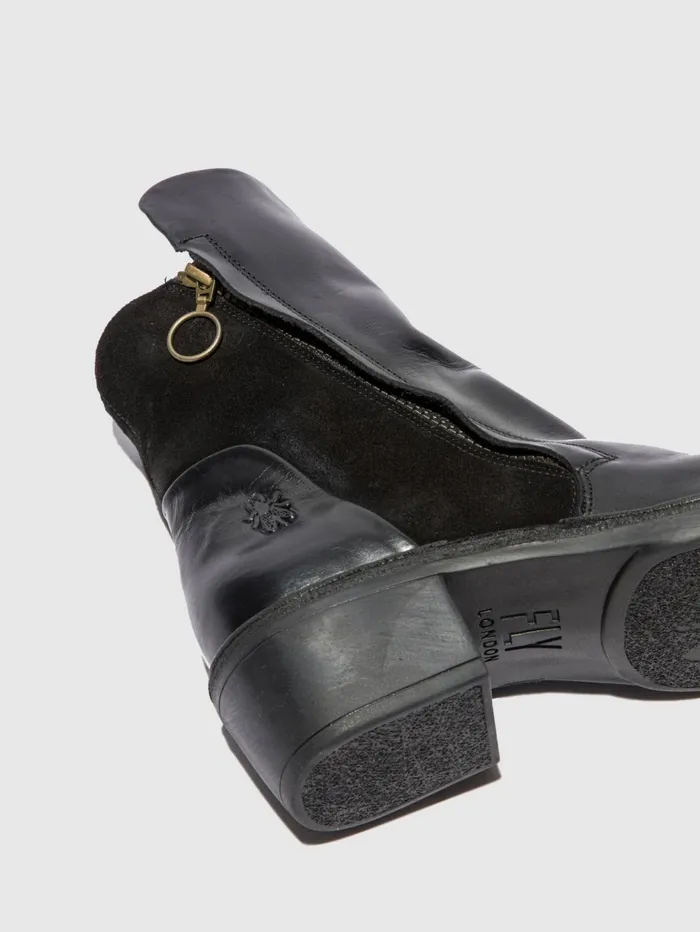 Zip Up Ankle Boots MELY074FLY RUGOILSUEDE BLACK Women Fly London Ankle Boots