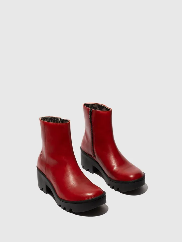 Zip Up Ankle Boots TOOR513FLY RED Women Fly London Ankle Boots