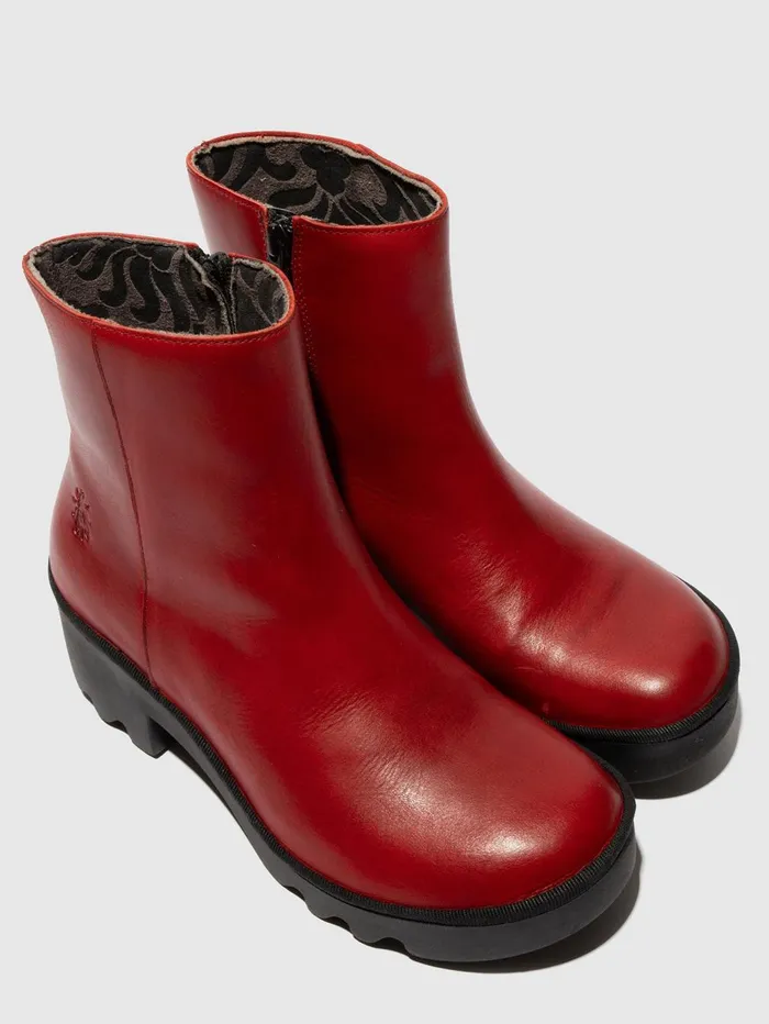 Zip Up Ankle Boots TOOR513FLY RED Women Fly London Ankle Boots