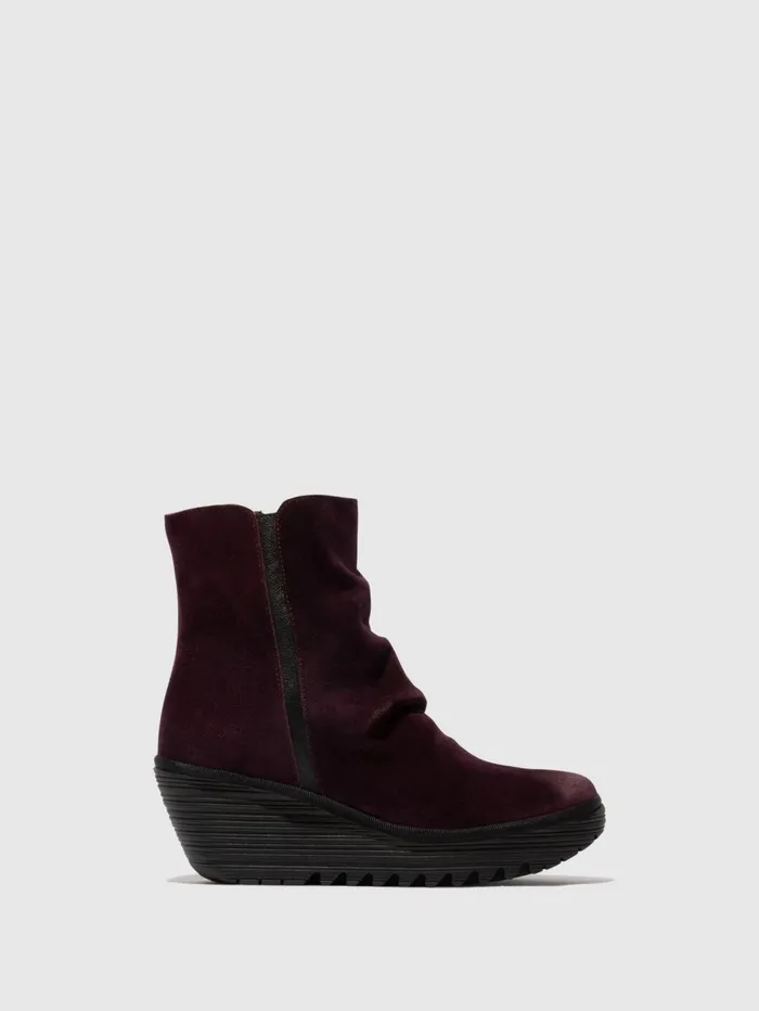 Zip Up Ankle Boots YOPA461FLY PURPLEBLACK Women Fly London Ankle Boots